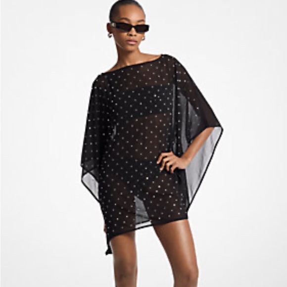 Elegant Black Sheer Top with Gold Stud Accents - Picture 1 of 3